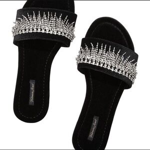 Victoria’s Secret | Fringe Rhinestone velvet bling slipper large (9-10)